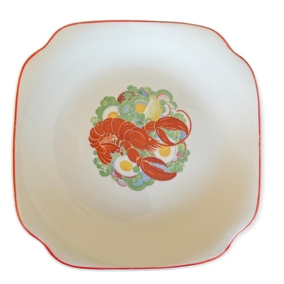 CAMWOOD IVORY Vintage 40’s 50’s Seafood Fruit Veggies Square Luncheon Plates - Picture 4 of 8